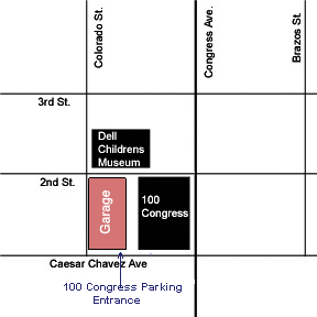 Parking located next door, west of the building. Enter from Cesar Chavez St.